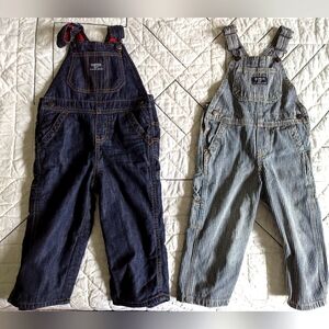 Lot of 2 pairs of 24 month OshKosh B'gosh overalls.